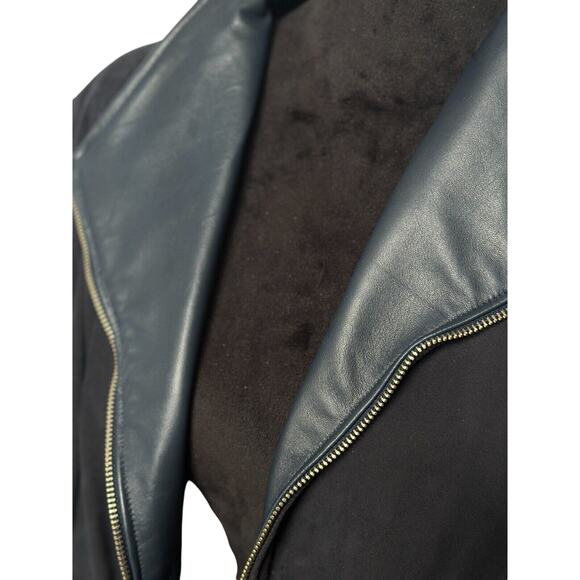 Vintage Italian Suede Jacket Women’s 49 Navy Blue ADAM Made in Italy, Retro Moto - Picture 2 of 14